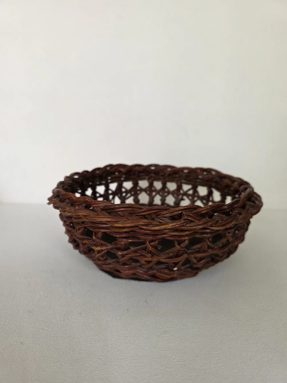 Vintage Woven Brown Decorative Rattan Bowl Basket